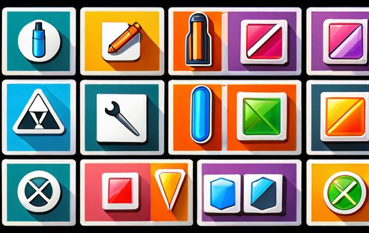 A vibrant, colorful icon representing "correct tools selection" for icon design, featuring stylized versions of Adobe Illustrator, Sketch, Inkscape, and Canva logos arranged creatively.