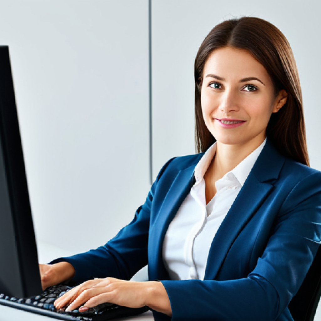 디자인에서 스토리텔링을 위한 시각적 기법 - Professional Businesswoman**

"A professional businesswoman in a modest business suit, sitting at a ...