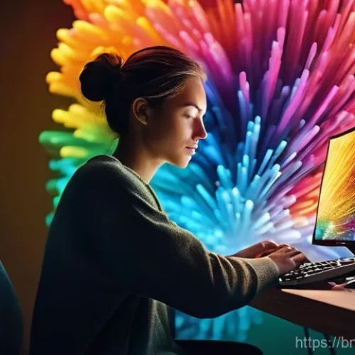 디자인 작업 효율성을 높이는 키보드 단축키 - **Prompt:** A dynamic, close-up shot of a professional graphic designer's hands in motion across an ...