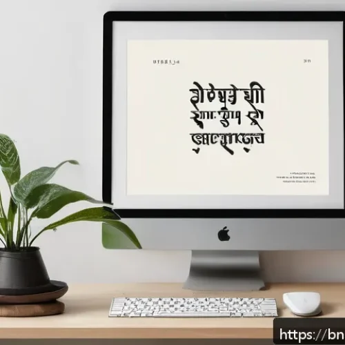 타이포그래피에서 폰트 페어링 팁 - A modern graphic design workspace featuring a Bengali-language typography poster on a clean white wa...